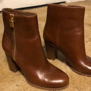 Brown leather boots